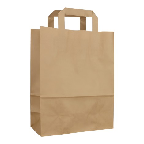 Χάρτινη τσάντα μεταφοράς kraft 22x10x28cm – 250 τεμ (Img 1)