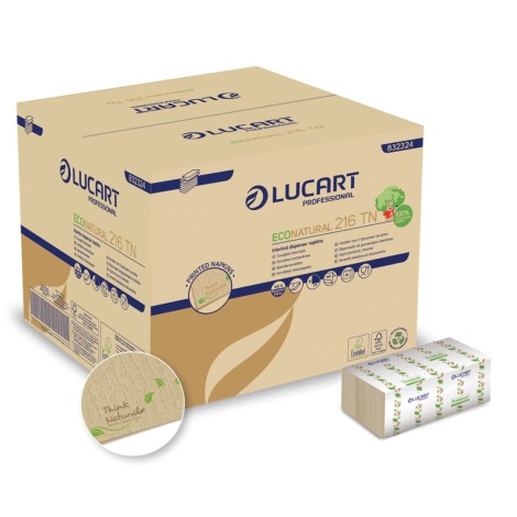 Lucart EcoNatural 216 TN 2-ply napkins 24×16cm 150 sheets EU Ecolabel (Img 1)
