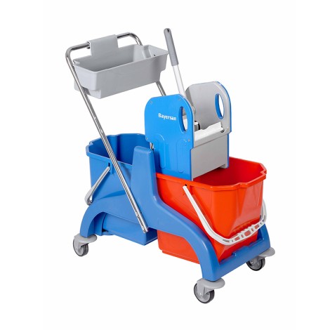 Bayersan mop trolley with two 25L buckets and handle (Img 1)